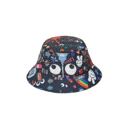 MYMO MYMO Hoed Pop Eyetheme lichtblauw / knalrood / zwart / wit