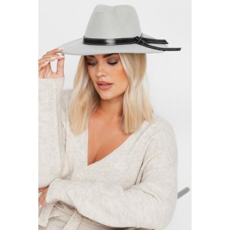 Yours Fedorahoed Met Imitatieleren Banddetail In Grijssize One Size