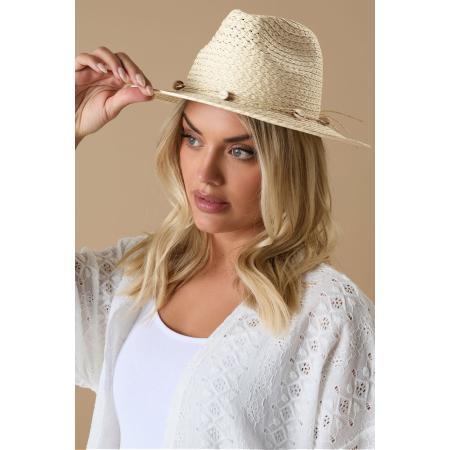 Yours Ivory White Shell Detail Straw Hat Size One Size