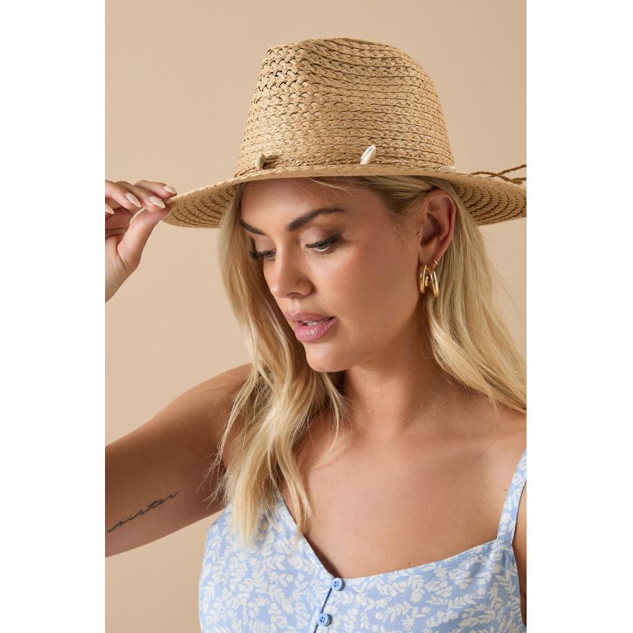 Yours Natural Brown Shell Detail Straw Hat Size One Size Bruin