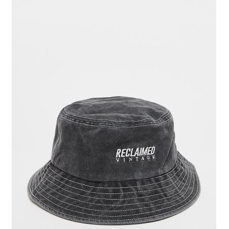 Reclaimed Vintage Uniseks bucket hat met logo in zwart