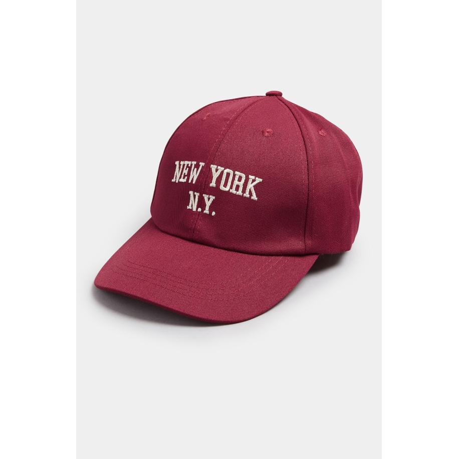 Yours Red 'New York' Slogan Baseball Cap Size One Size Rood