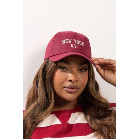 Yours Red 'New York' Slogan Baseball Cap Size One Size
