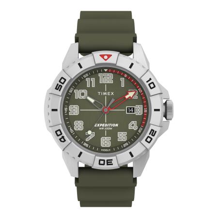 TIMEX Analoog horloge olijfgroen / rood / zilver