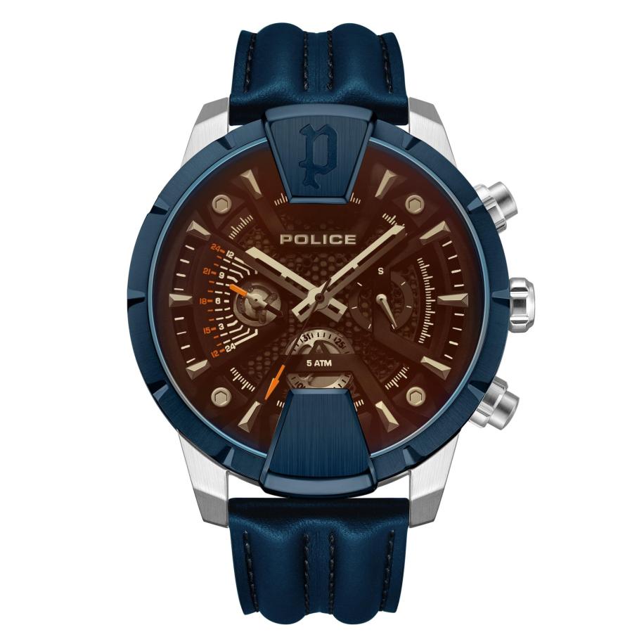 Police POLICE Analoog horloge HUNTLEY bruin / antraciet / zilver -
