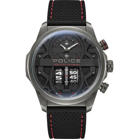 Police POLICE Analoog horloge Rotorcrom zilvergrijs / rood / zwart / wit