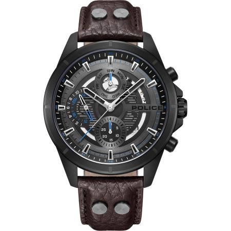 Police POLICE Analoog horloge Malawi donkerbruin / zwart / zilver / wit