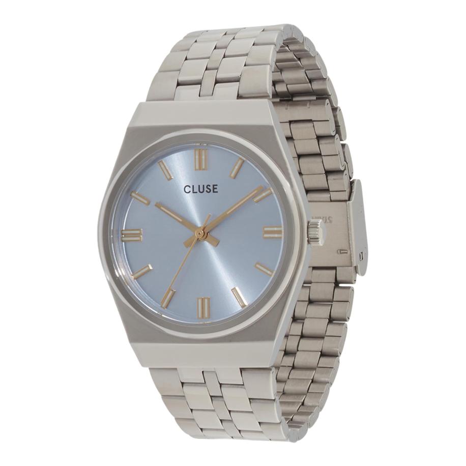 CLUSE Analoog horloge Retro 70s lichtblauw / goud / zwart / zilver Zilver