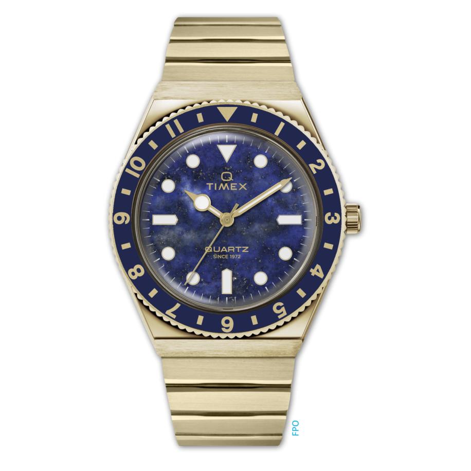 TIMEX Analoog horloge Q TimexÂ® blauw / goud Blauw