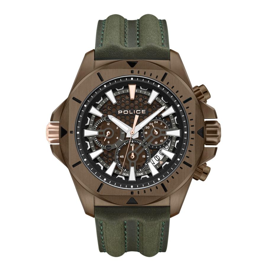 Police POLICE Analoog horloge Electrical bruin / kaki -