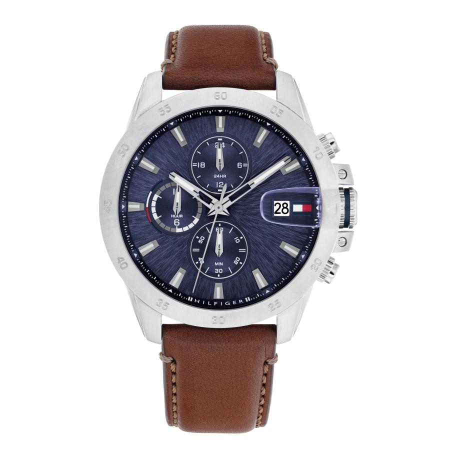 Tommy Hilfiger TOMMY HILFIGER Analoog horloge JAMESON navy / cognac / zilver / wit -