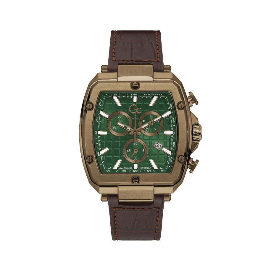 Gc Analoog horloge Spirit Tonneau bruin / goud / groen Bruin