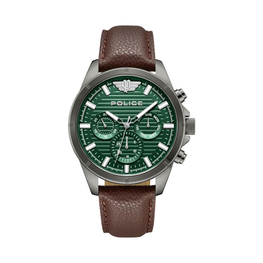 Police POLICE Analoog horloge Malawi donkerbruin / groen -