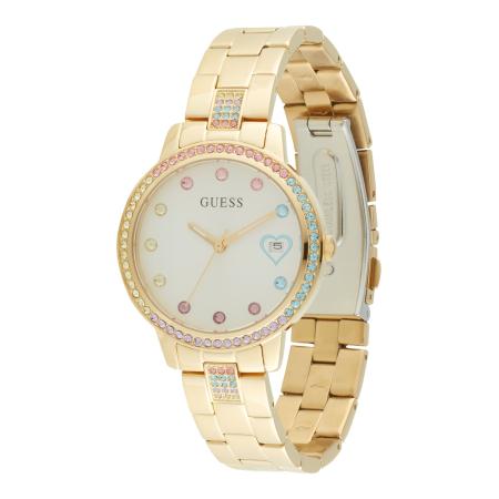 Guess GUESS Analoog horloge THREE OF HEARTS lichtblauw / goud / rosa / wit