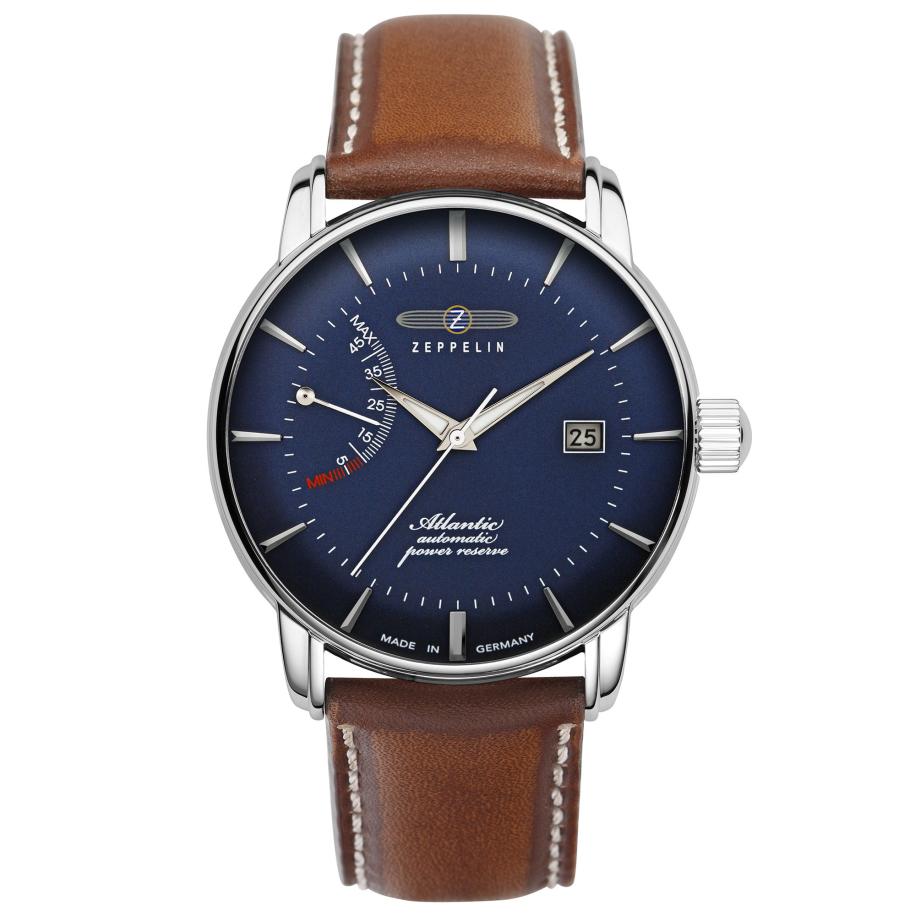 Zeppelin Analoog horloge Atlantic automatic power reserve donkerblauw / bruin / zilver Bruin