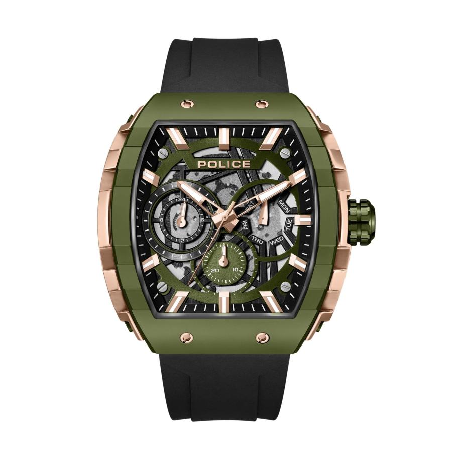 Police POLICE Analoog horloge Flash rose-goud / olijfgroen / zwart -