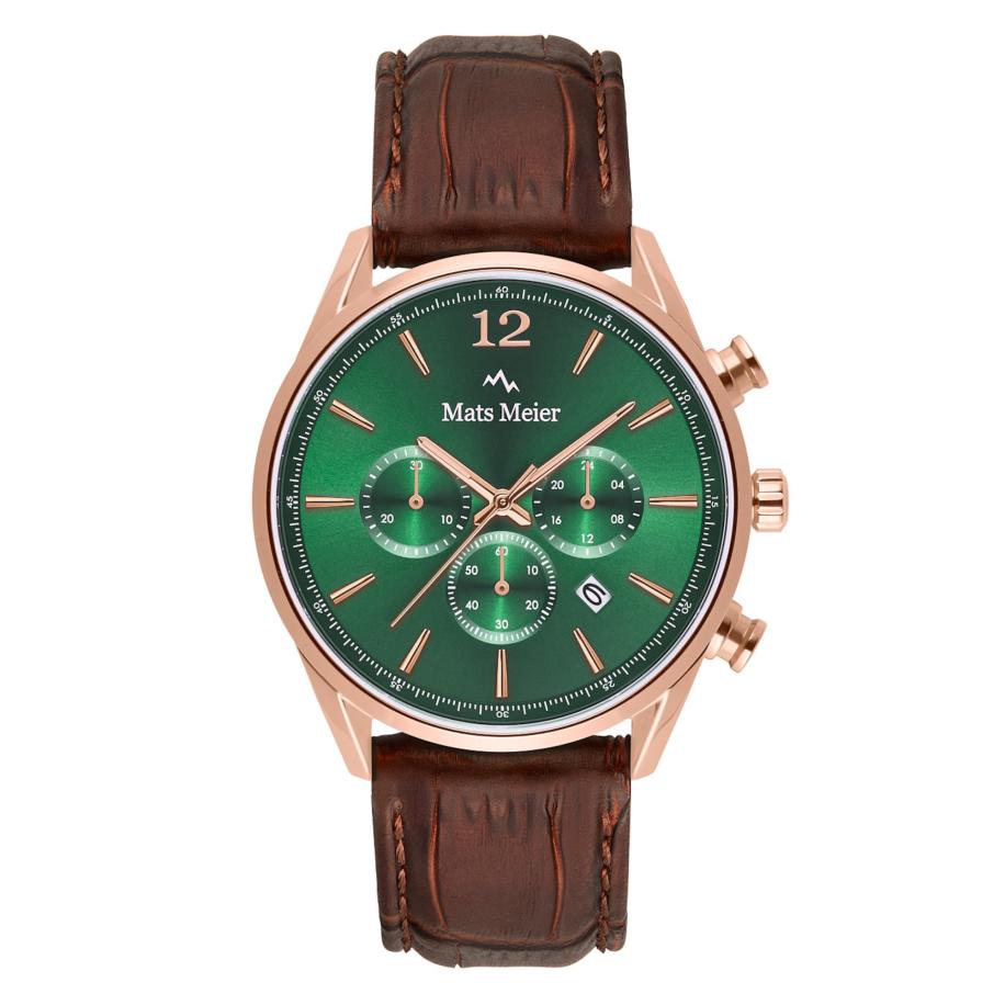 Mats Meier Analoog horloge bruin / rose-goud / groen Bruin