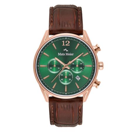 Mats Meier Analoog horloge bruin / rose-goud / groen