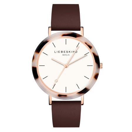 Liebeskind Berlin Analoog horloge beige / donkerbruin / goud / wit