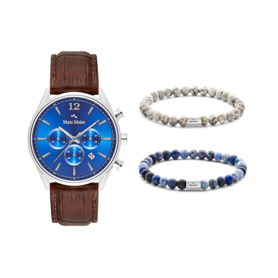 Mats Meier Analoog horloge saffier / bruin / zilver Zilver