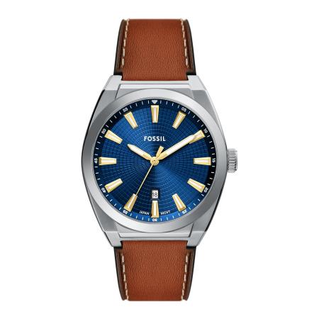 Fossil FOSSIL Analoog horloge Everett blauw / bruin / zilver