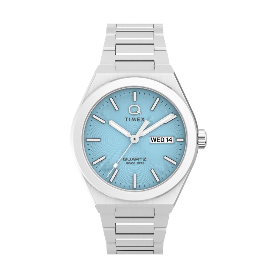 Timex TIMEX Analoog horloge Q Timex® Continental Day and Date lichtblauw / zilver -