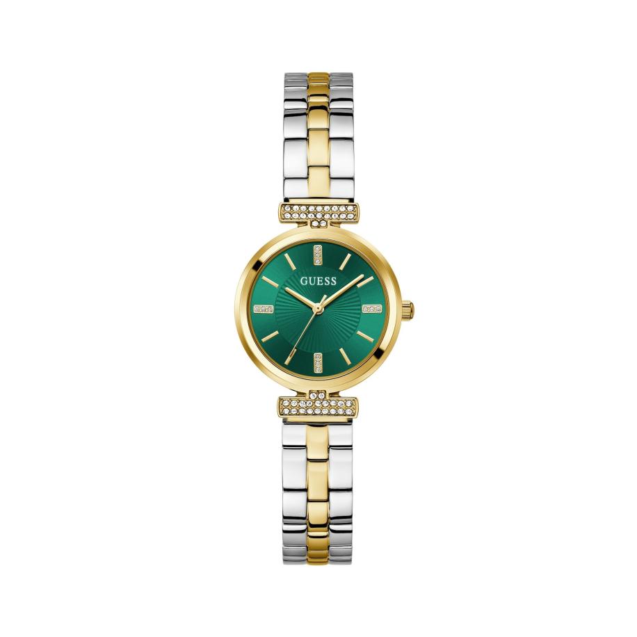 Guess GUESS Analoog horloge Array goud / donkergroen / zilver -
