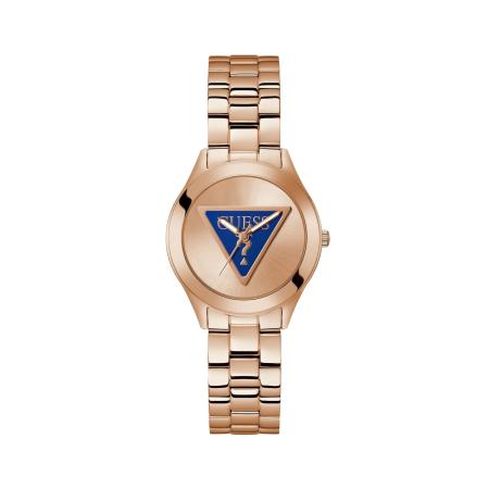 Guess GUESS Analoog horloge Tri Plaque navy / rose-goud
