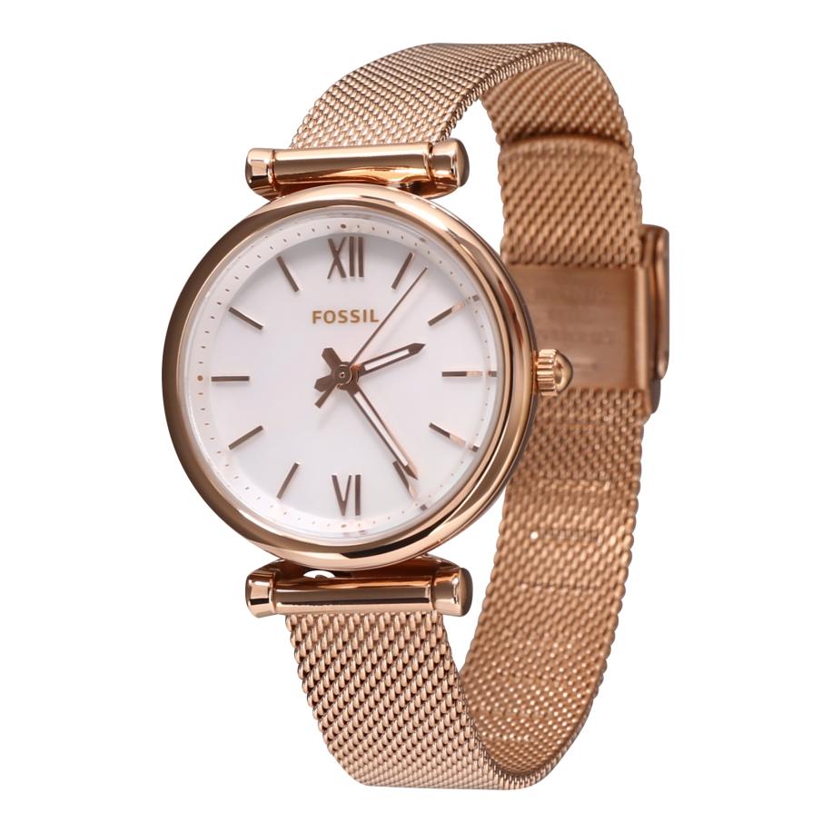 FOSSIL Analoog horloge rose-goud / wit Goud