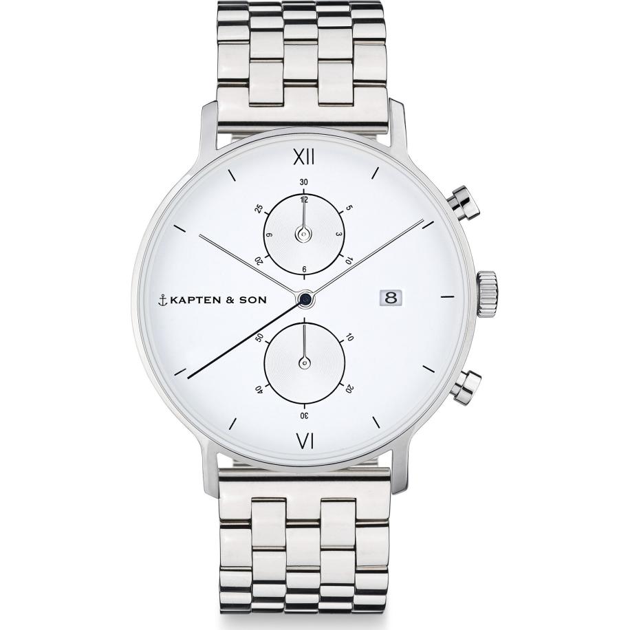 Kapten & Son Kapten & Son Analoog horloge Chrono Small Silver Steel zilver -