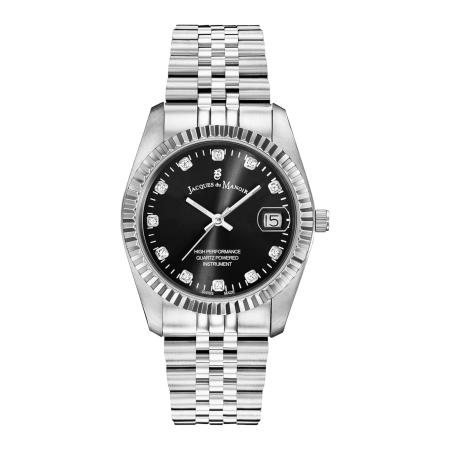 Jacques du Manoir Analoog horloge zwart / zilver / transparant