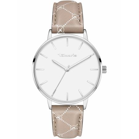 Tamaris Analoog horloge lichtbeige / bruin / zilvergrijs / wit