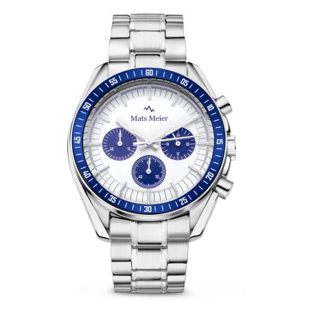 Mats Meier Analoog horloge blauw / zilver / wit