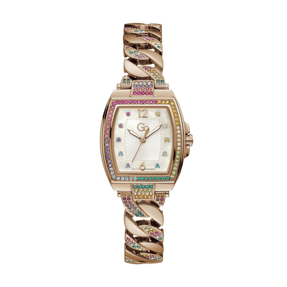 GC Gc Analoog horloge Couture Tonneau rose-goud / gemengde kleuren / wit -