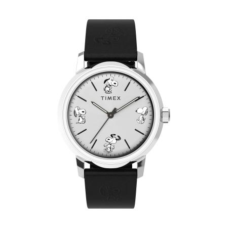 TIMEX Analoog horloge zwart / zilver / wit