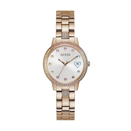Guess GUESS Analoog horloge THREE OF HEARTS lichtblauw / rose-goud / rosa / wit