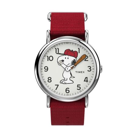 TIMEX Analoog horloge Peanuts Snoopy zilvergrijs / rood / zwart / wit