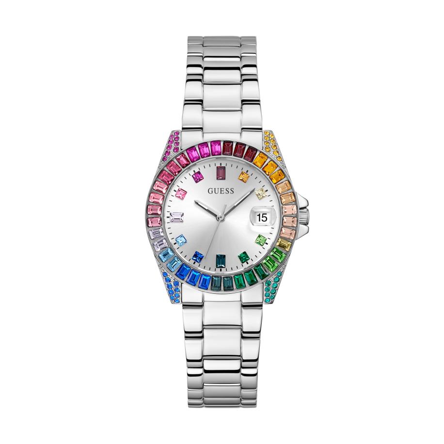 Guess GUESS Analoog horloge Opaline blauw / groen / fuchsia / zilver -