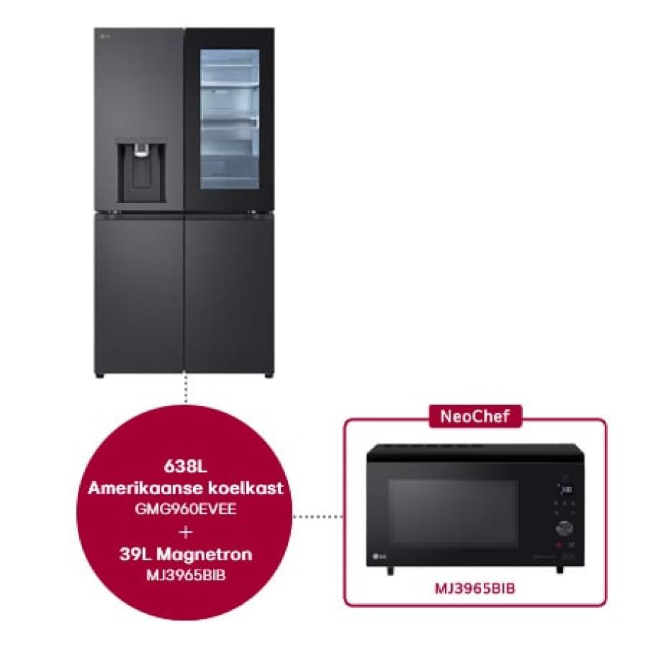 LG 638L Amerikaanse koelkast GMG960EVEE + 39L Smart Inverter Magnetron MJ3965BIB - GMG960EVEE.MJ3BIB