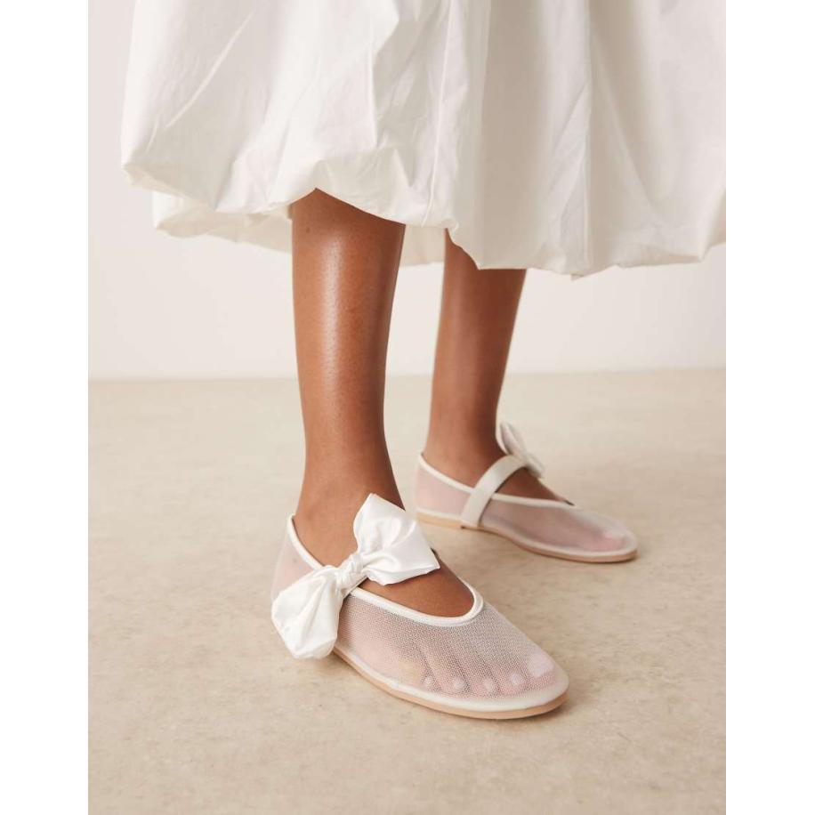 Be Mine Sally Ballerinaschoenen van mesh met strik in ivoorwit Wit