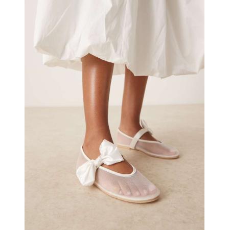 Be Mine Sally Ballerinaschoenen van mesh met strik in ivoorwit