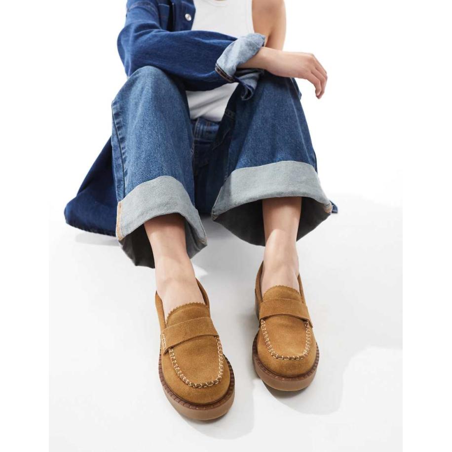 Off The Hook Romford Casual leren instap-loafers in cuoio-Bruin Bruin