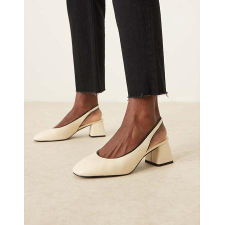 ASOS DESIGN Sugar Slingback schoenen met halfhoge hak in crème-Wit