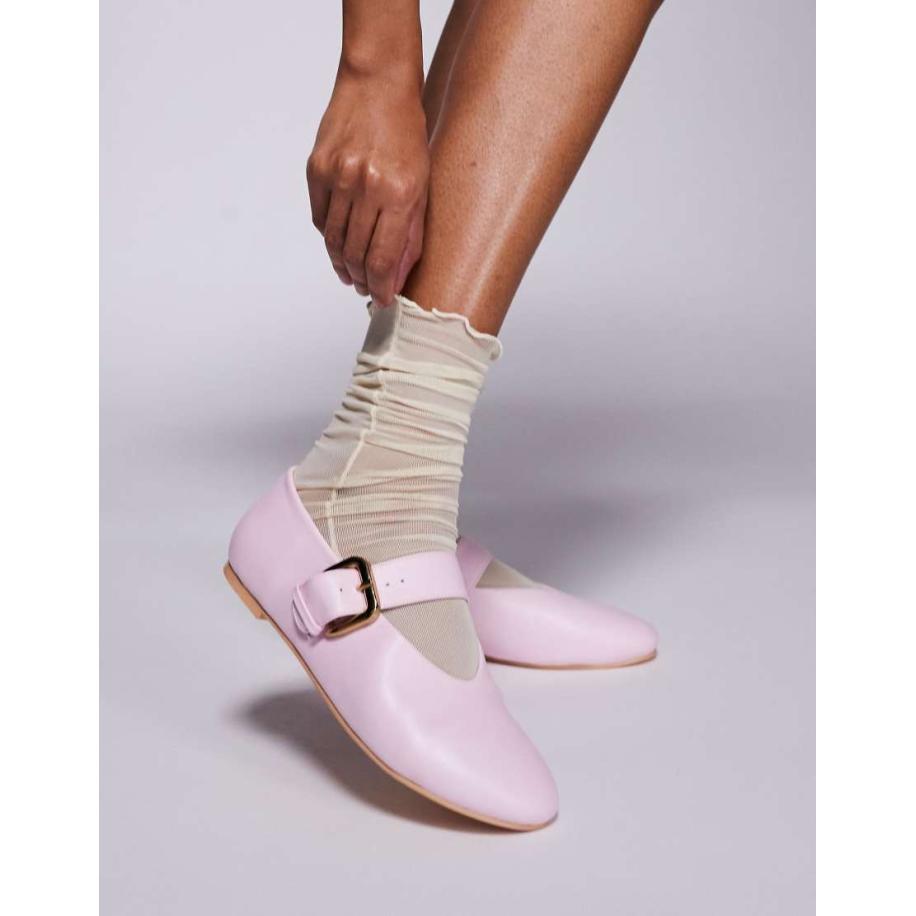 Public Desire Platte ballerina's met gesp in roze Roze