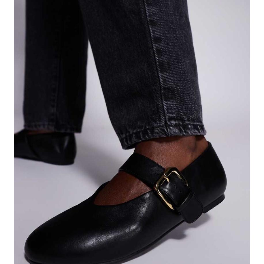 Public Desire Madeleyn Ballerina's met brede pasvorm en gesp in zwart Zwart