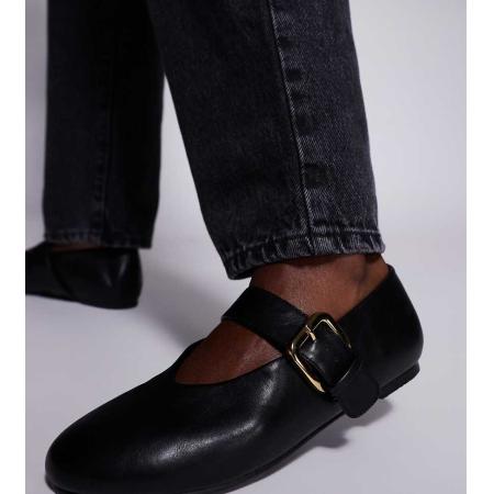 Public Desire Madeleyn Ballerina's met brede pasvorm en gesp in zwart