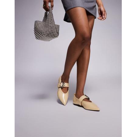 River Island Puntige ballerina's met gespdetail in geel-Neutraal