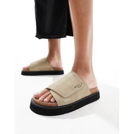 Walk London Barca Sandalen met klittenbandsluiting in stone-Neutraal