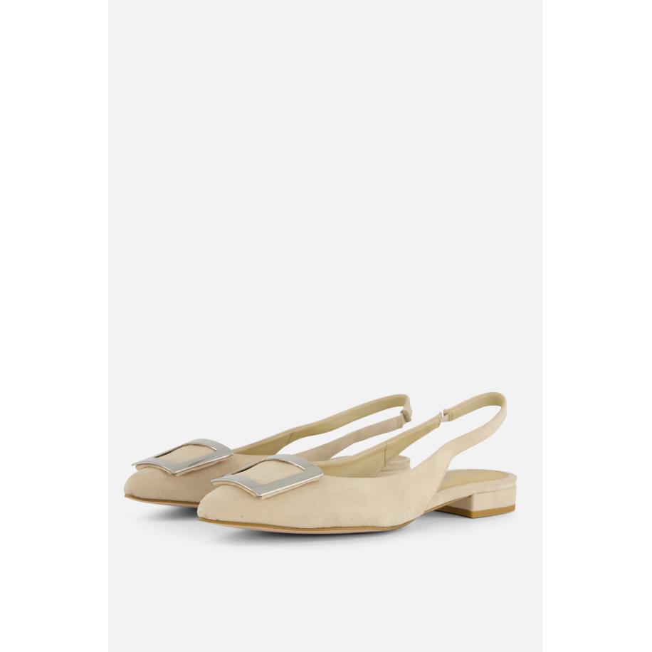 Linea Zeta Slingback Ballerina's beige Suede Bruin