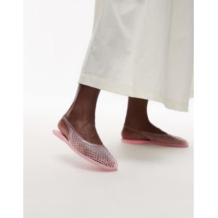 Topshop Harper Jelly slingback ballerina's in zwart-Roze